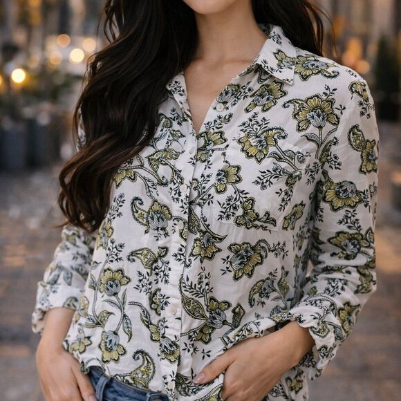Jones New York Tops - Jones New York Floral Button-Up Blouse, Medium